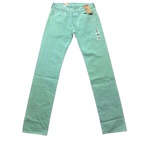 Levi's 501 Original Jeans Mint Green‎ Button Fly Men's W31 L36 New
